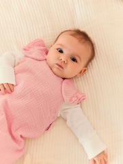 Pink Muslin 1 Tog Baby 100% Cotton Sleep Bag - Image 3 of 11