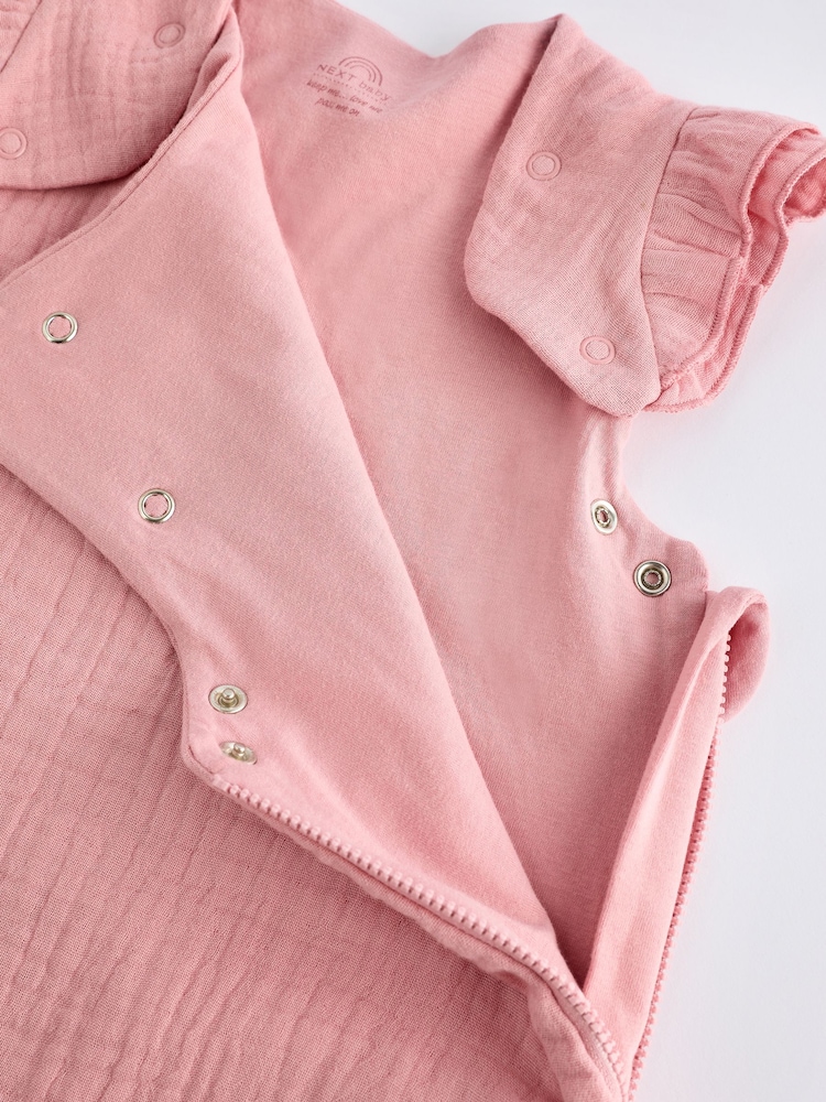 Pink Muslin 1 Tog Baby 100% Cotton Sleep Bag - Image 8 of 8