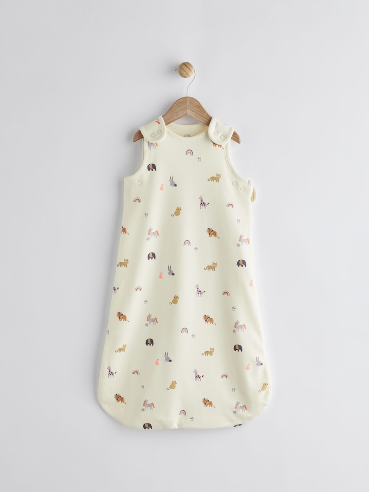 Beige Mini Unicorn 1 Tog  Baby 100% Cotton Sleep Bag - Image 1 of 13