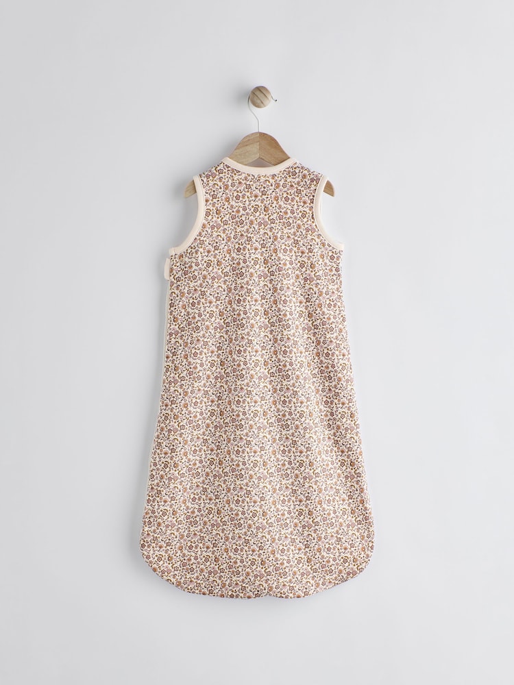 Rust Brown Floral 1 Tog  Baby 100% Cotton Sleep Bag - Image 2 of 10