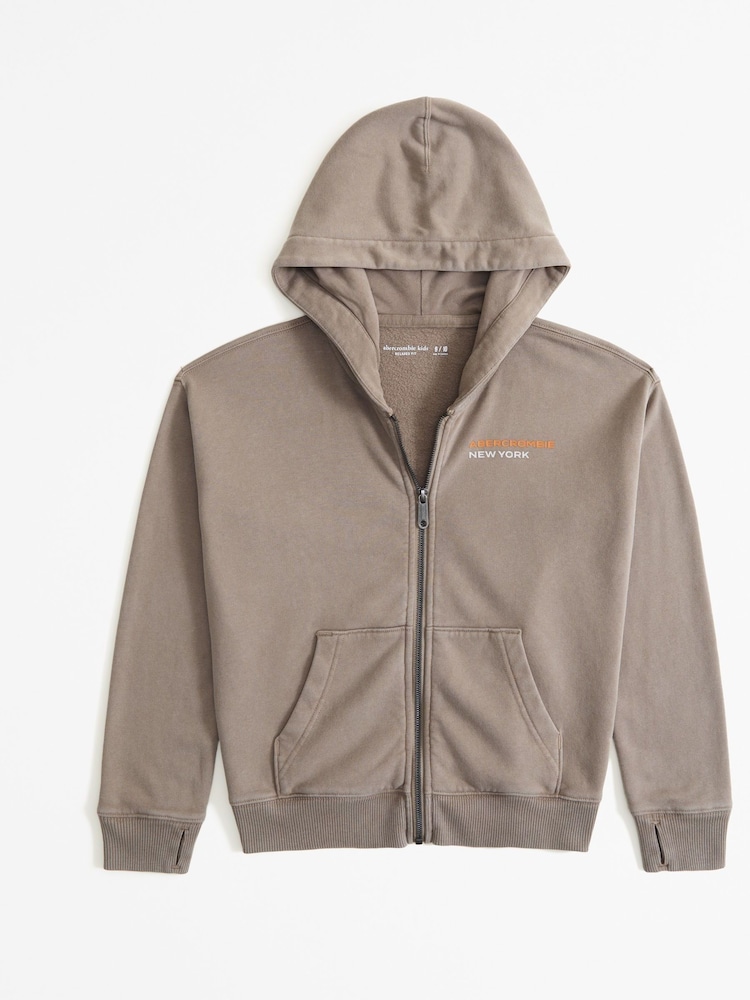 Acheter Sweat à capuche Abercrombie Fitch marron zippé à logo