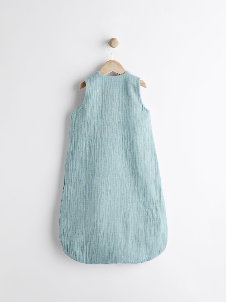 Blue Muslin 1 Tog Baby 100% Cotton Sleep Bag - Image 6 of 10