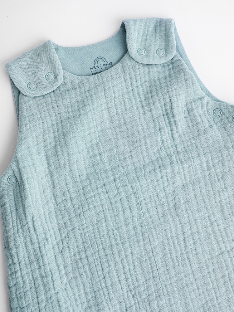 Blue Muslin 1 Tog Baby 100% Cotton Sleep Bag - Image 8 of 10