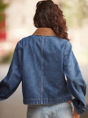 Mid Blue Clean Zip Front Denim 100% Cotton Jacket - Image 2 of 5