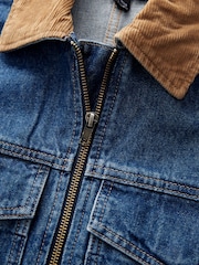 Mid Blue Clean Zip Front Denim 100% Cotton Jacket - Image 5 of 5