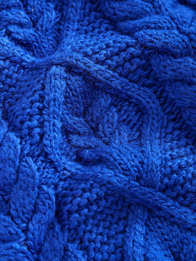 Cobalt Blue Cable Knit Long Sleeve Crew Neck Jumper - Image 2 of 3 Cobalt Blue Cable Knit Long Sleeve Crew Neck Jumper - Image 2 of 3