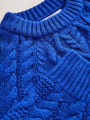 Cobalt Blue Cable Knit Long Sleeve Crew Neck Jumper - Image 3 of 3