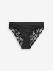 Bright Pink/Black High Leg Lace Trim Knickers 2 Pack - Image 7 of 8
