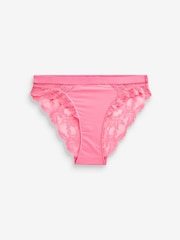Bright Pink/Black High Leg Lace Trim Knickers 2 Pack - Image 8 of 8