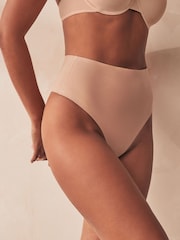 Nude High Waist Thong Shaping Tummy Control Premium Cotton Blend Knickers - Image 1 of 4