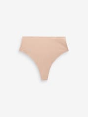 Nude High Waist Thong Shaping Tummy Control Premium Cotton Blend Knickers - Image 4 of 4