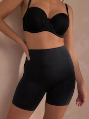 Black Thigh Smoother Short Shaping Tummy Control Premium Cotton Blend Knickers - Image 1 of 5