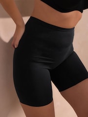 Black Thigh Smoother Short Shaping Tummy Control Premium Cotton Blend Knickers - Image 4 of 5