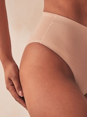 Nude High Waist Brief Shaping Tummy Control Premium Cotton Blend Knickers - Image 3 of 4