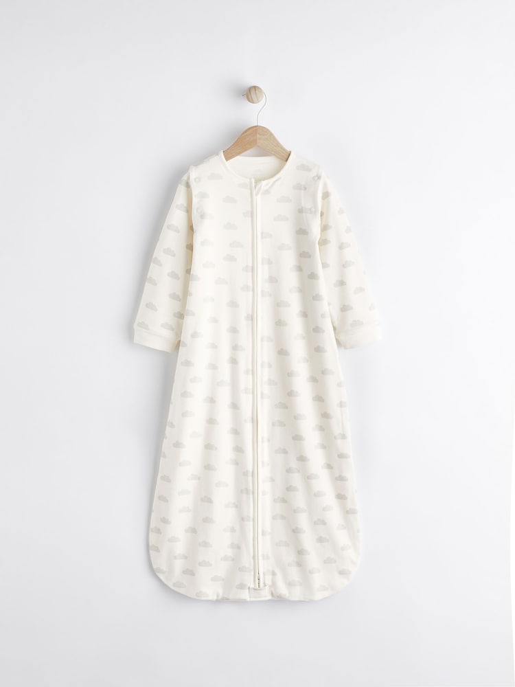 Grey Cloud Print 1 Tog  Baby 100% Cotton Sleep Bag - Image 1 of 8