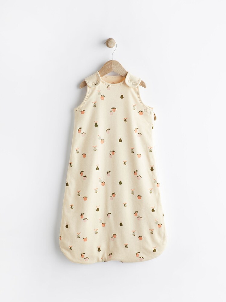 Beige Fruit Print 1 Tog  Baby 100% Cotton Sleep Bag - Image 1 of 11