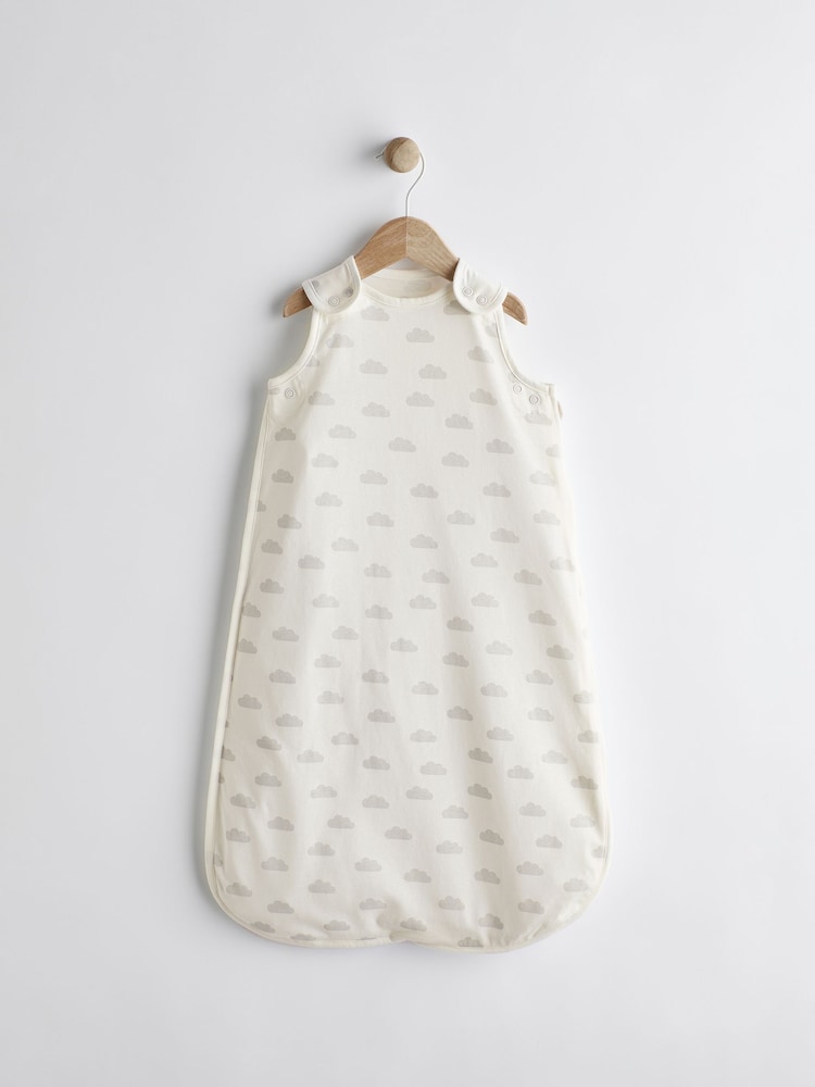 Grey Cloud Print Baby 0.5 Tog 100% Cotton Sleep Bag - Image 1 of 8