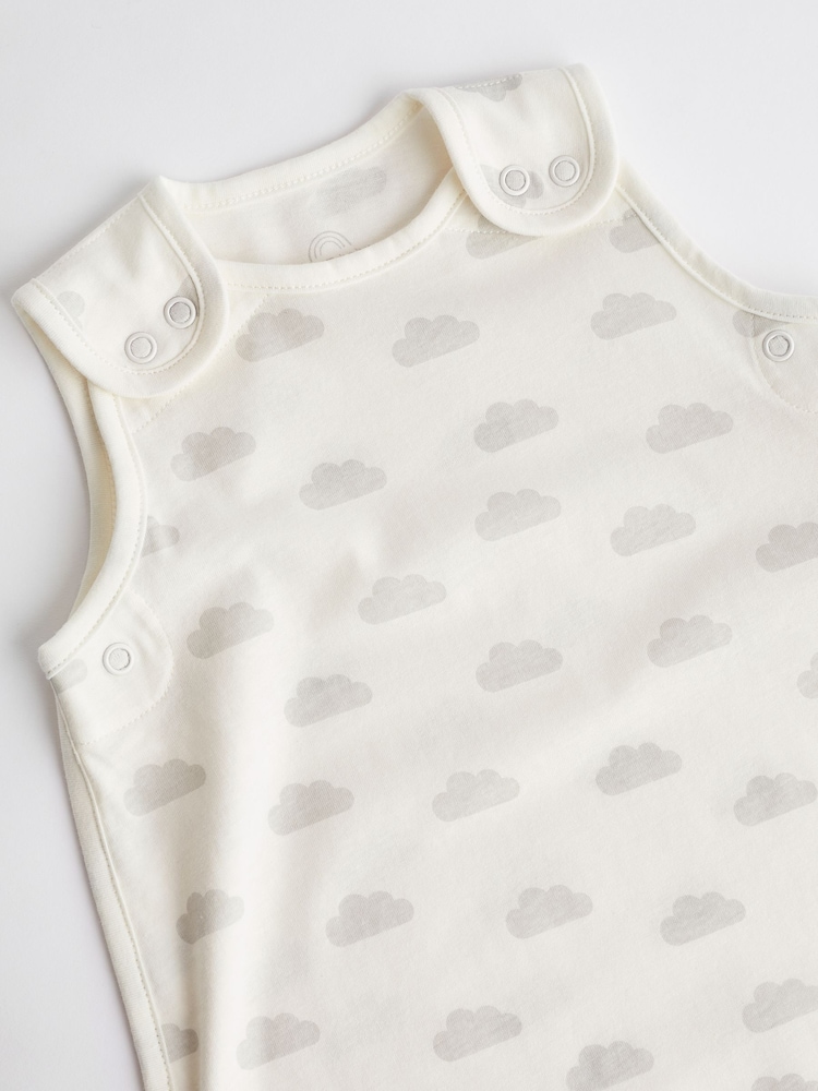 Grey Cloud Print Baby 0.5 Tog 100% Cotton Sleep Bag - Image 6 of 8