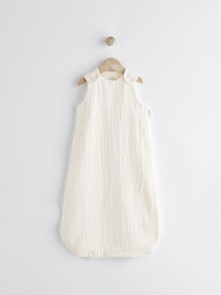 Cream Muslin 1 Tog Baby 100% Cotton Sleep Bag - Image 1 of 11