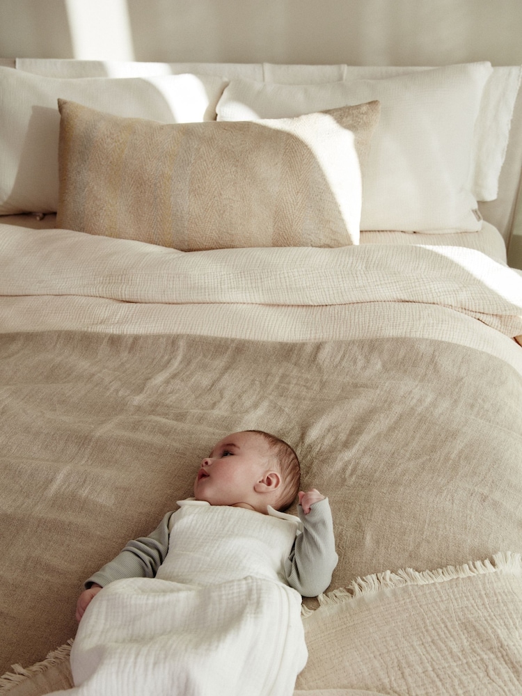 Cream Muslin 1 Tog Baby 100% Cotton Sleep Bag - Image 6 of 11