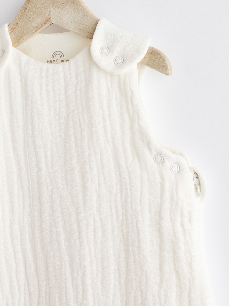 Cream Muslin 1 Tog Baby 100% Cotton Sleep Bag - Image 8 of 11