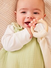 Green Muslin 1 Tog  Baby 100% Cotton Sleep Bag - Image 5 of 6