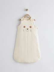 Beige Bear Face 2.5 Tog Baby 100% Cotton Sleep Bag - Image 1 of 8