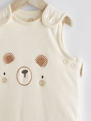Beige Bear Face 2.5 Tog Baby 100% Cotton Sleep Bag - Image 5 of 8