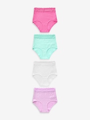 Pink/Purple/Green Spot Print Full Brief Cotton and Lace Knickers 4 Pack - Image 1 of 9