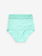 Pink/Purple/Green Spot Print Full Brief Cotton and Lace Knickers 4 Pack - Image 6 of 9