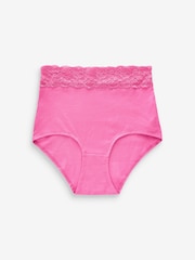 Pink/Purple/Green Spot Print Full Brief Cotton and Lace Knickers 4 Pack - Image 7 of 9