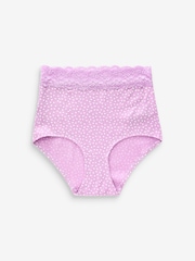 Pink/Purple/Green Spot Print Full Brief Cotton and Lace Knickers 4 Pack - Image 8 of 9