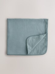 Blue Pom Baby 100% Cotton Muslin Blanket - Image 1 of 5