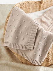 Mink Brown 100% Cotton Spot Baby Knitted Blanket - Image 1 of 5
