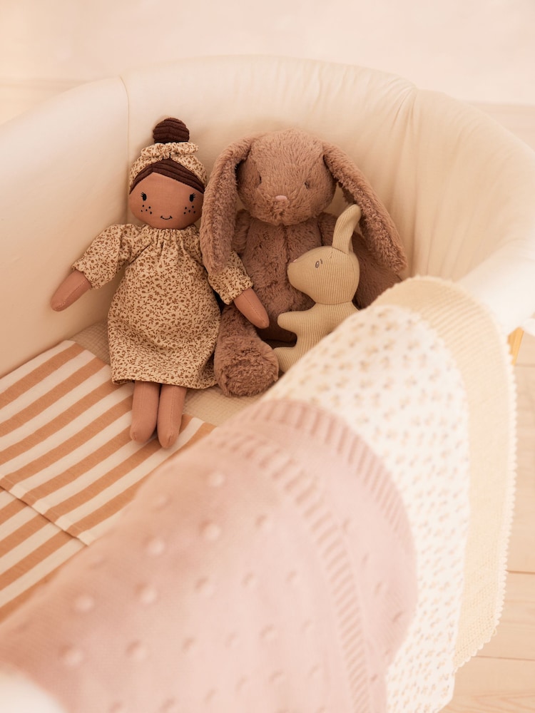 Mink Brown 100% Cotton Spot Baby Knitted Blanket - Image 2 of 5