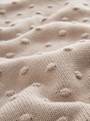 Mink Brown 100% Cotton Spot Baby Knitted Blanket - Image 3 of 5