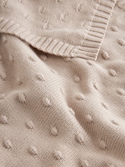 Mink Brown 100% Cotton Spot Baby Knitted Blanket - Image 4 of 5