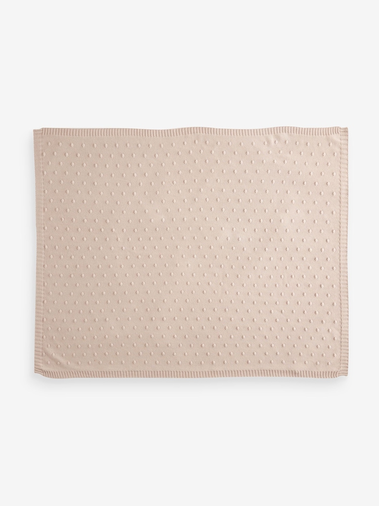 Mink Brown 100% Cotton Spot Baby Knitted Blanket - Image 5 of 5