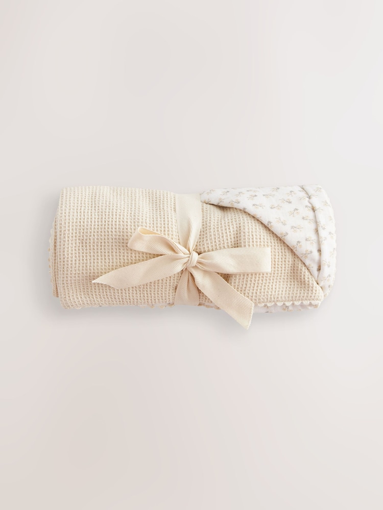 Natural Floral Baby 100% Cotton Waffle & Muslin Blanket - Image 8 of 8