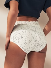 Black/Cream Print/Grey Full Brief Cotton and Lace Knickers 4 Pack - Image 4 of 5
