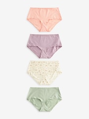 Green/Pink Midi Cotton Rich Knickers 4 Pack - Image 1 of 8
