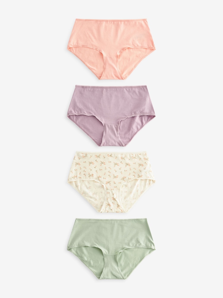 Green/Pink Midi Cotton Rich Knickers 4 Pack - Image 1 of 8