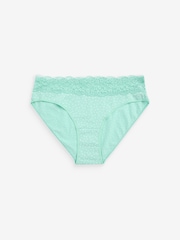 Pink/Purple/Green Spot Print High Leg Cotton and Lace Knickers 4 Pack - Image 7 of 9