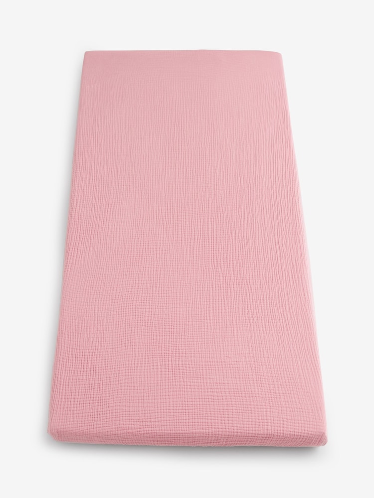 2 Pack Pink Baby 100% Cotton Muslin Fitted Sheets - Image 10 of 11