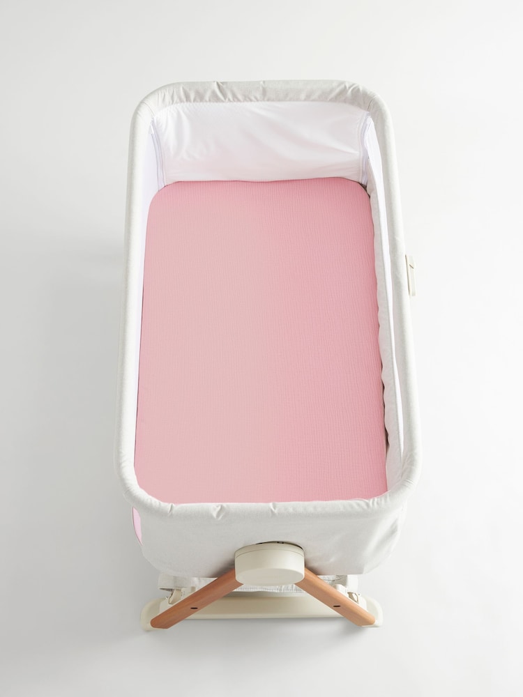 2 Pack Pink Baby 100% Cotton Muslin Fitted Sheets - Image 3 of 11