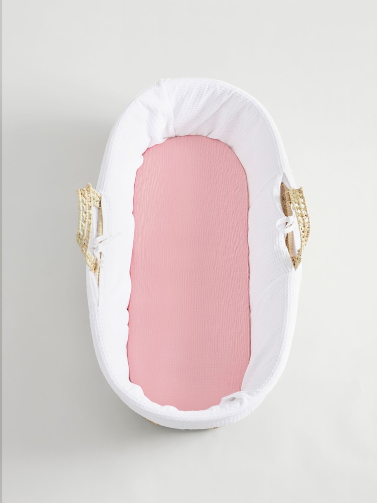 2 Pack Pink Baby 100% Cotton Muslin Fitted Sheets - Image 4 of 11