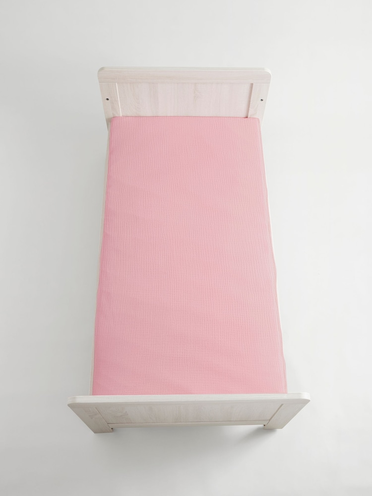2 Pack Pink Baby 100% Cotton Muslin Fitted Sheets - Image 5 of 11