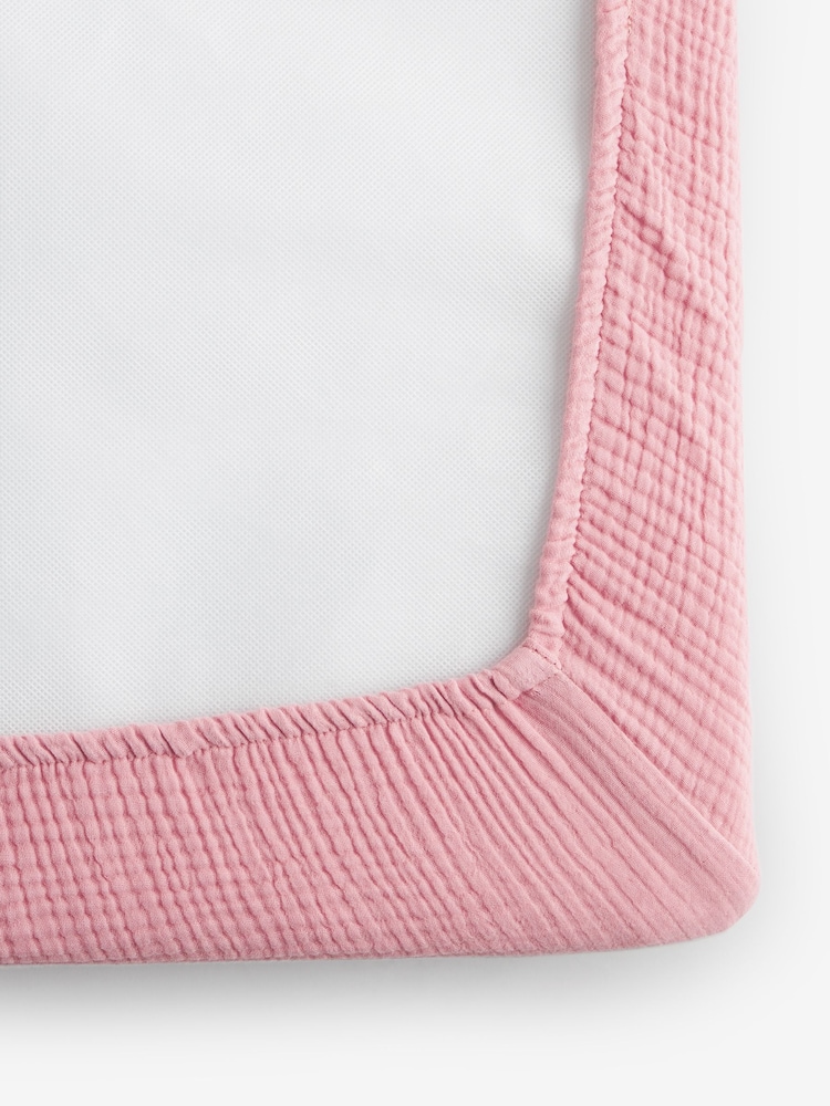 2 Pack Pink Baby 100% Cotton Muslin Fitted Sheets - Image 6 of 11