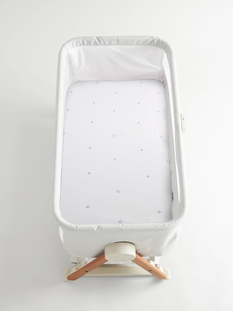 2 Pack White Floral 100% Cotton Jersey Baby Fitted Sheets - Image 3 of 7