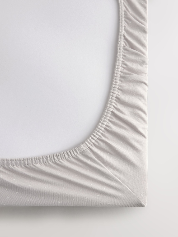 2 Pack Grey/White Speckle 100% Cotton Jersey Baby Fitted Sheets - Image 6 of 6